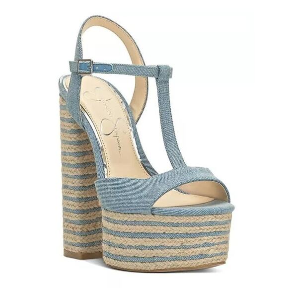 Jessica Simpson Shoes - JESSICA SIMPSON Women's Ameeka Denim Peep-Toe Platform Heels, Blue Size 10M